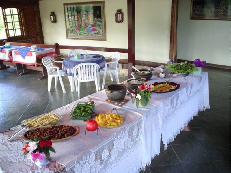 Buffet lacto-vegetariano servido no almoço